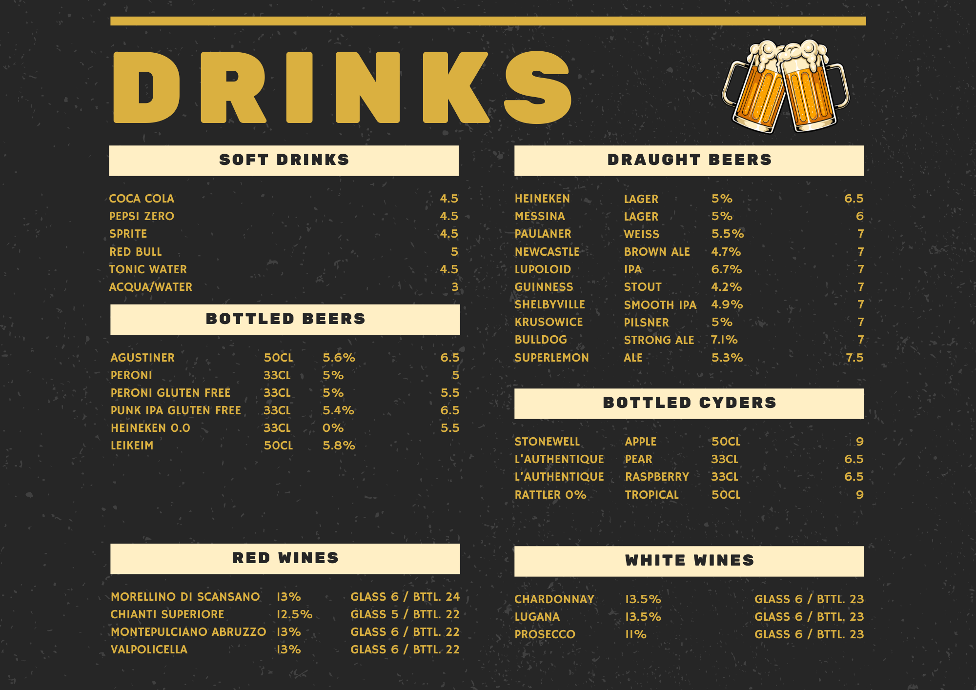 Drinks Menu